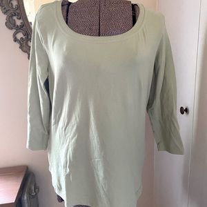 Cotton mint lightweight 1/4” boatneck T-shirt
